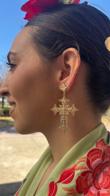 Pendientes flamenca Cruces doradas