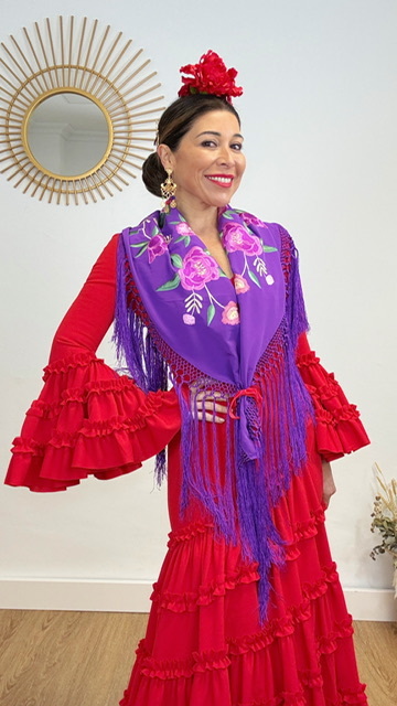 Mantón Bulería Morado Bordado