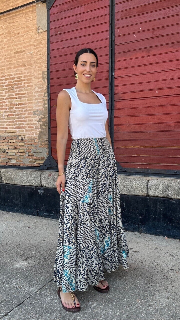 Falda Tetuán Azul Petróleo