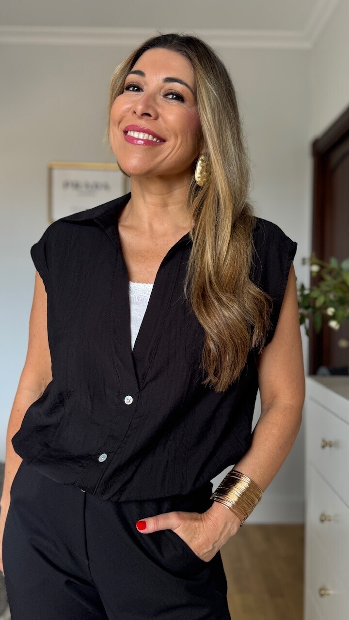 Blusa con top Alexandra Negro