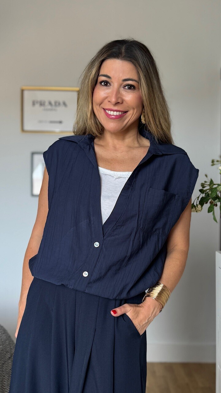 Blusa con top Alexandra Azul Marino